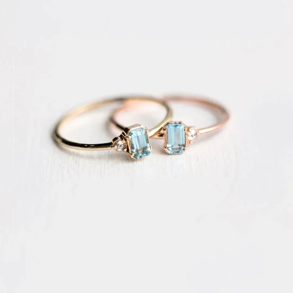 18k gold plated turquoise ring - Viexta