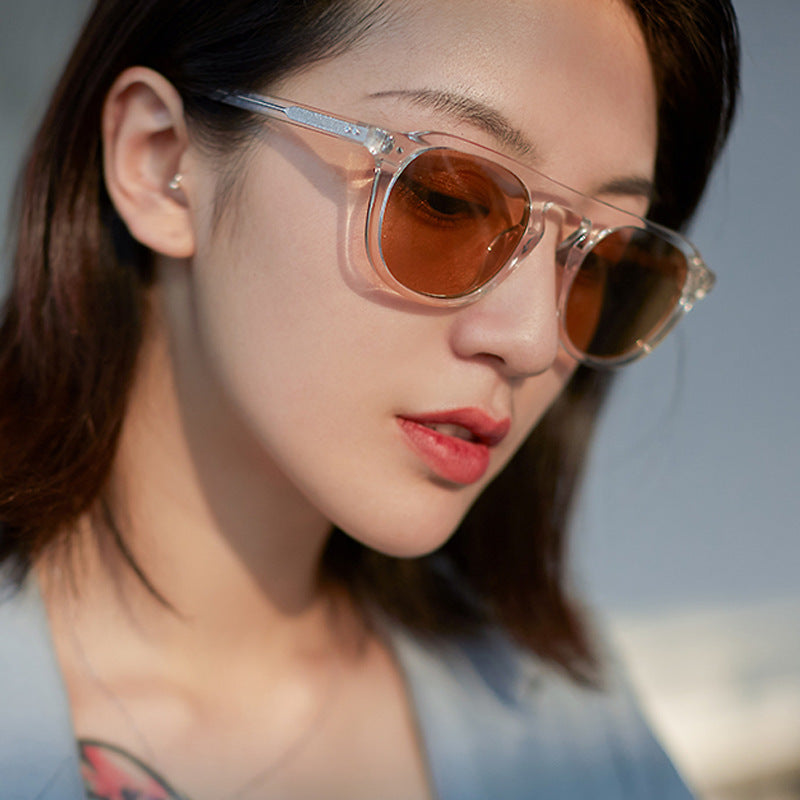 New Korean Version Of Retro Rice Nail Sunglasses Men And Women Trend Jelly Color Aviator Sunglasses Sunglasses
