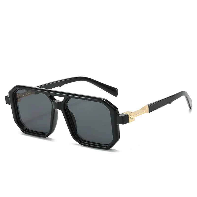 Retro Double Beam Pilot Catwalk Light Luxury Sunglasses - Viexta