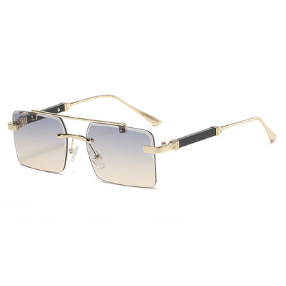 Frameless Trimming Double Beam Square Sunglasses