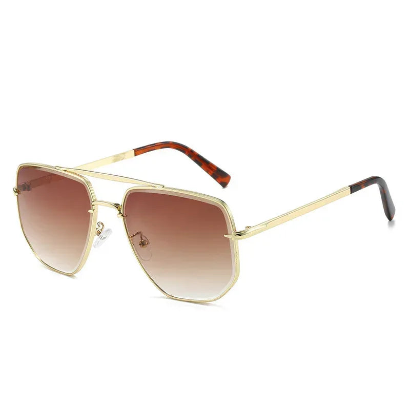 Fashion Square Metal Double Beam Sun Glasses - Viexta