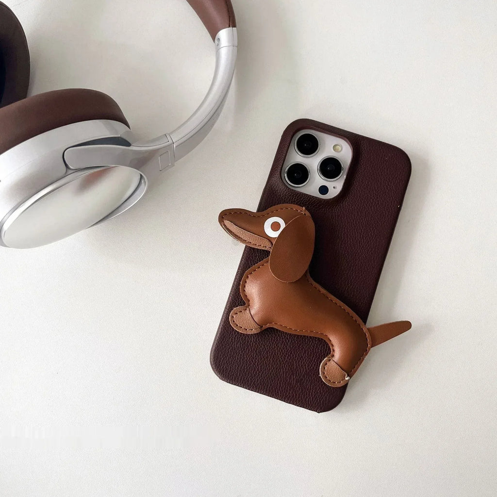 three-dimensional-leather-sausage-dog-iphone-case - Viexta