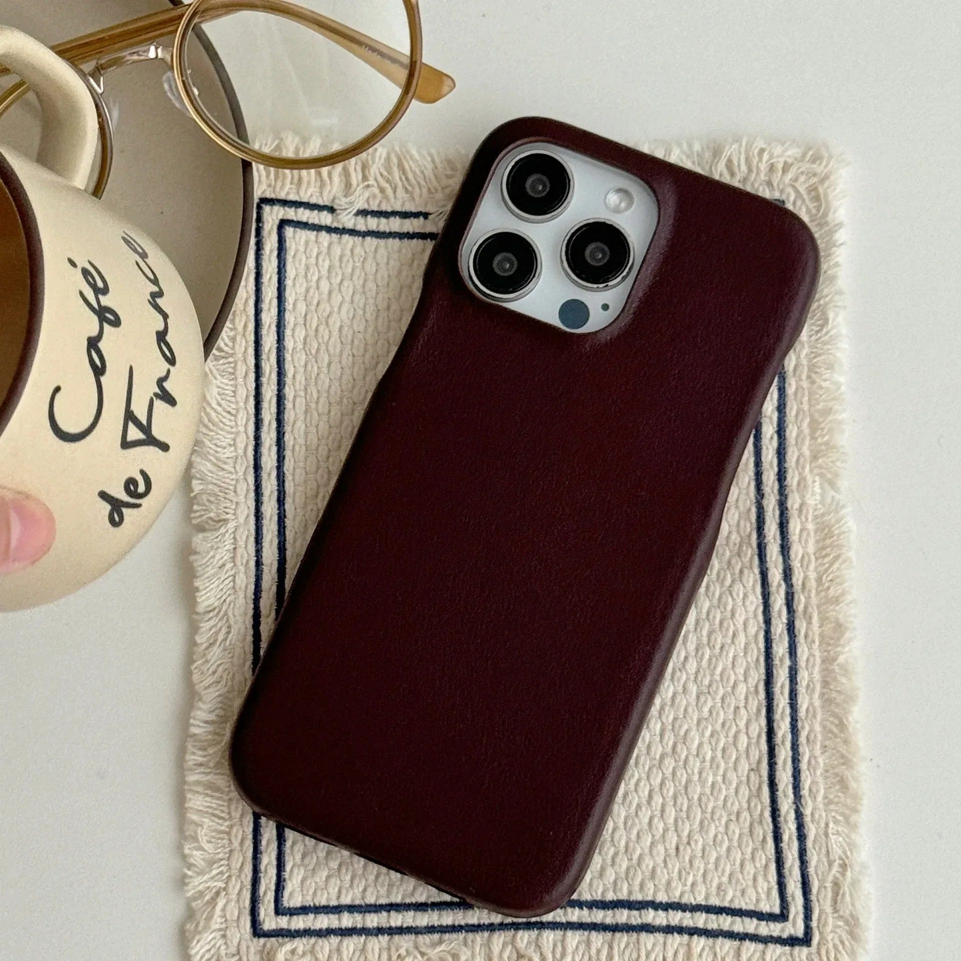 Retro Leather Solid Color iPhone Case - Viexta