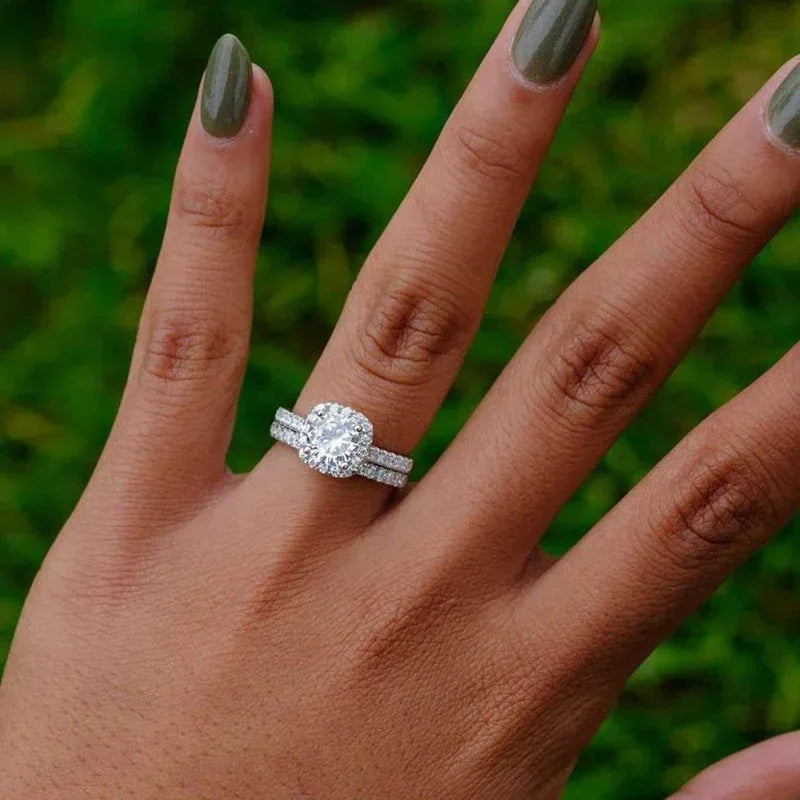 Zircon Engagement Two-piece Ring - Viexta