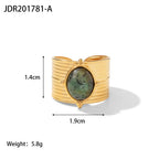 natural-gemstone-titanium-steel-open-end-ring - Viexta
