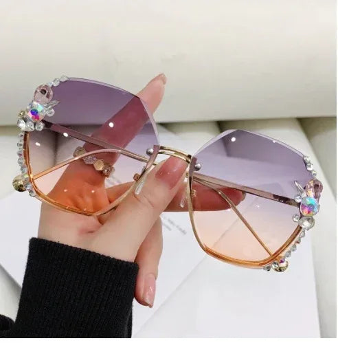 Rhinestone Purple Sunglasses - Viexta