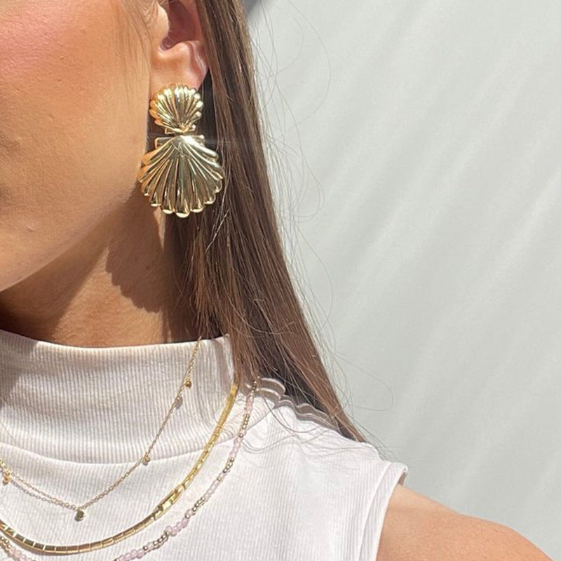 Ocean Wind Shell Titanium Steel Earrings