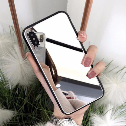 IPhone mirror phone case with self-timer glass case