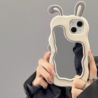 Cute Rabbit Ear Makeup Mirror iPhone Case