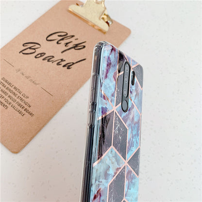 Plating Splice Marble Phone Cases for Samsung Note Series and Redmi