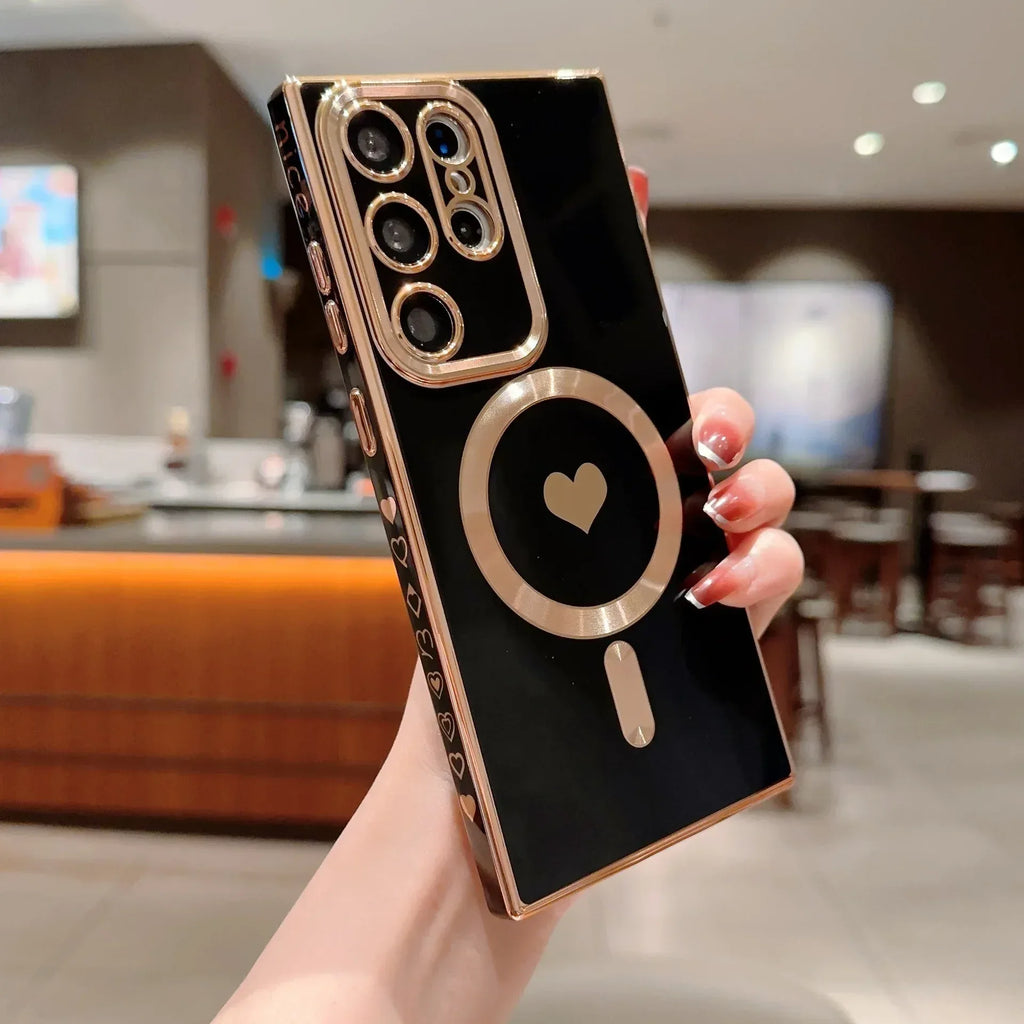 Brushed Magnetic Suction Electroplating Wireless Charger iPhone Cover - Viexta