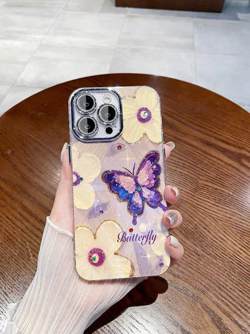 Blue Light Oil Painting Flower iPhone Case - Viexta