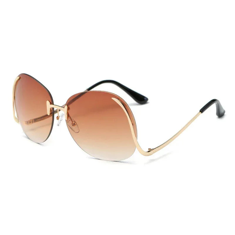Frameless Curved-leg Sunglasses Decorative Glasses - Viexta