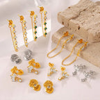 Zircon Inlaid Pendant Earrings
