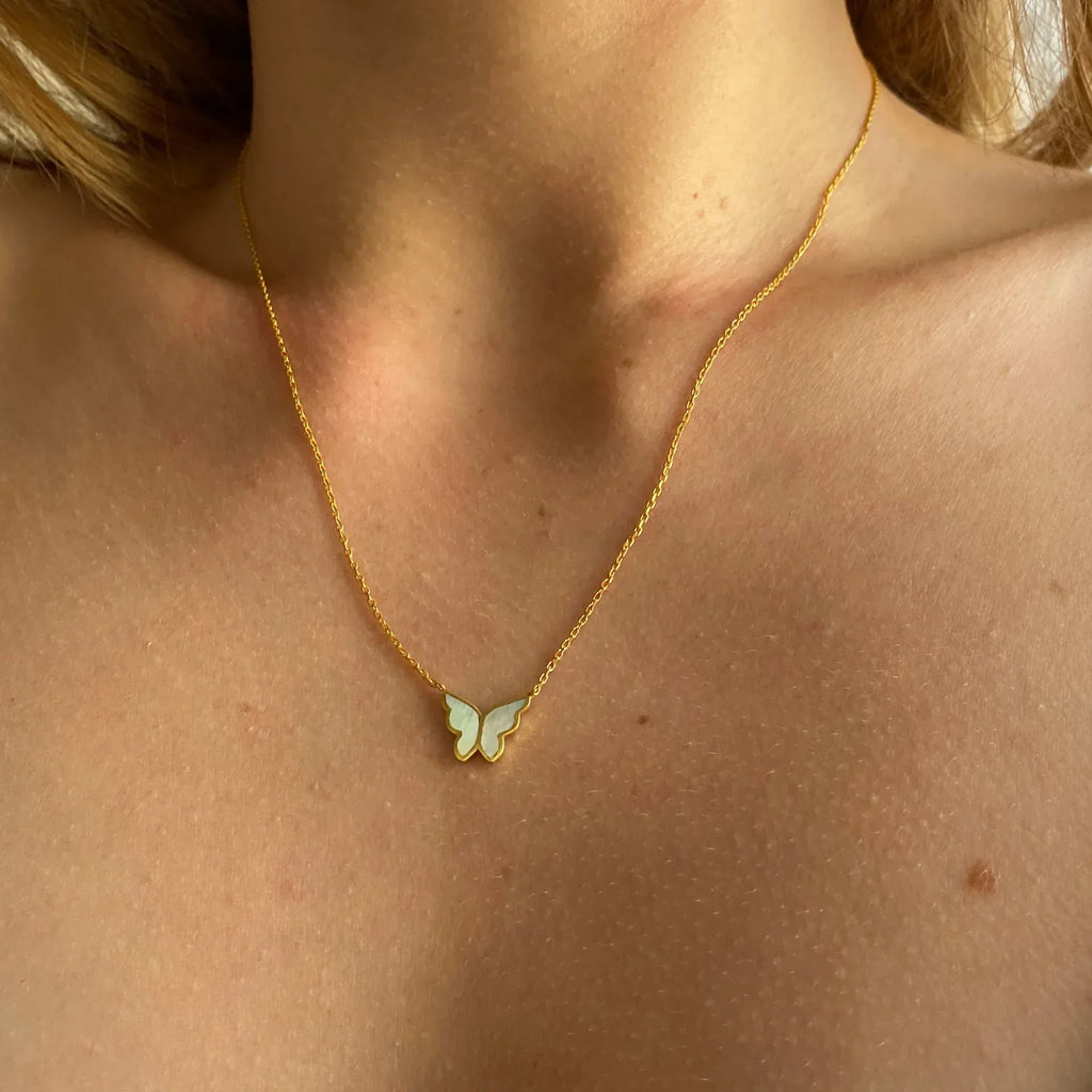 Electroplated 18K Golde Butterfly Necklace - Viexta