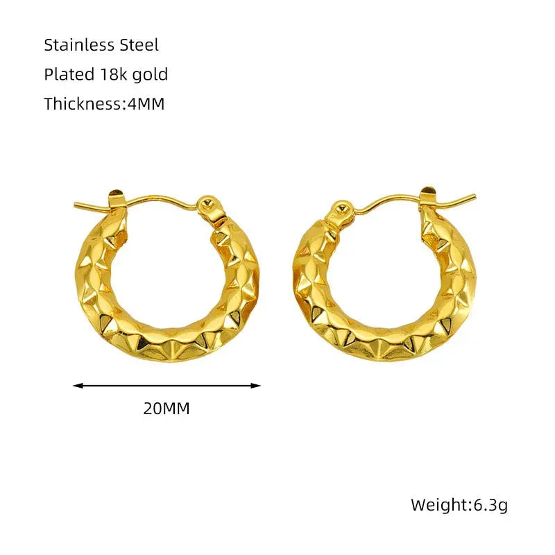 Titanium Steel Round Twist Stud Earrings - Viexta