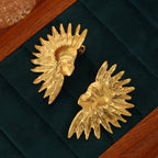 Wrinkled texture titanium steel gold-plated earrings