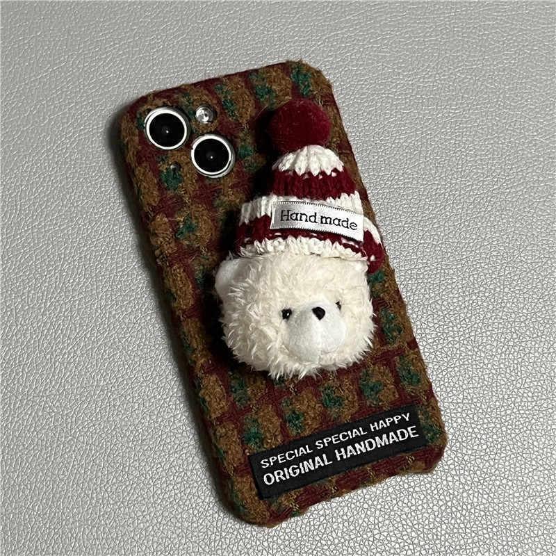 autumn-winter-red-plush-plaid-iphone-case - Viexta
