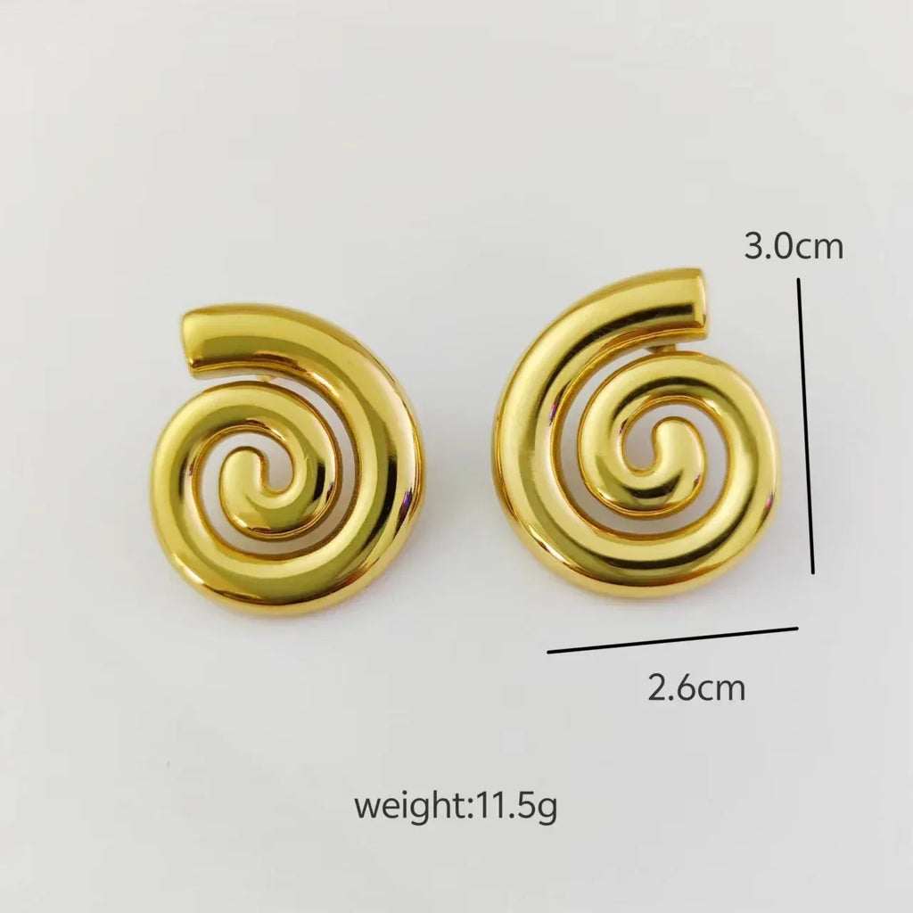 18K Gold Stainless Steel Rotating Thread Earrings - Viexta