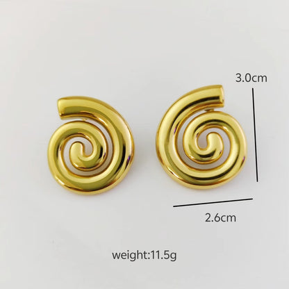 18K Gold Stainless Steel Rotating Thread Earrings