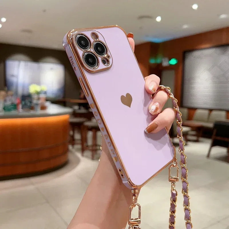 Electroplated Love Lanyard iPhone Case - Viexta