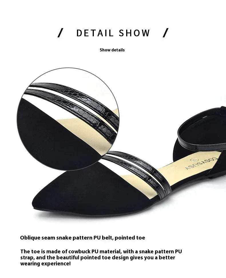 Pointed Hollow Back With Flat Sole Sandals - Viexta