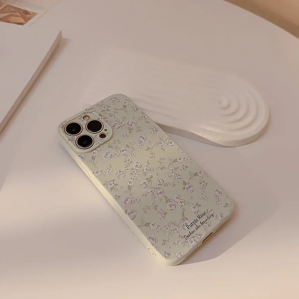 Korean Vintage Floral iPhone Case - Viexta