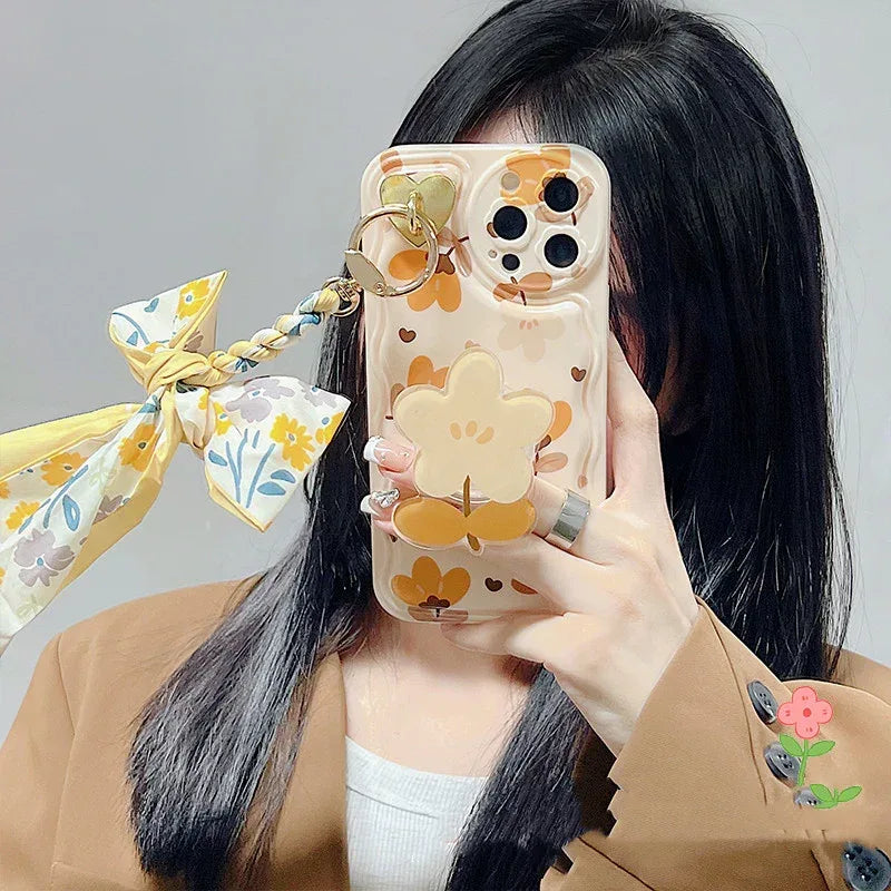 Autumn Leaves With Bow Silk Scarf Charms Phone Cases for IPhone - Viexta