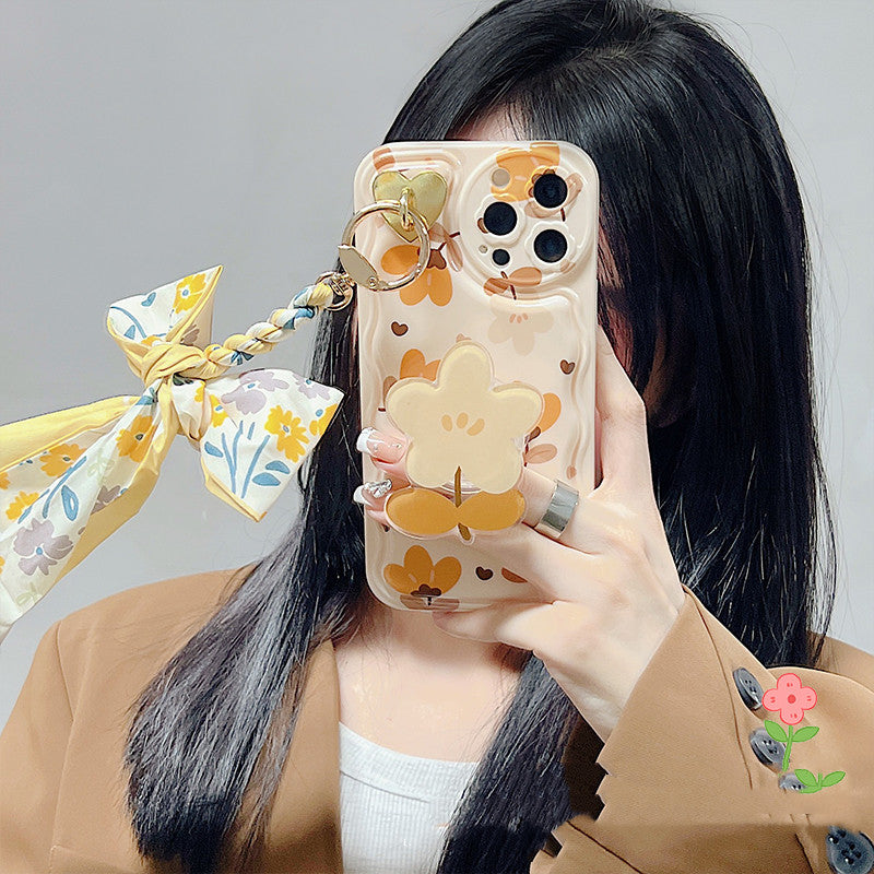 Autumn Leaves With Bow Silk Scarf Charms Phone Cases for IPhone