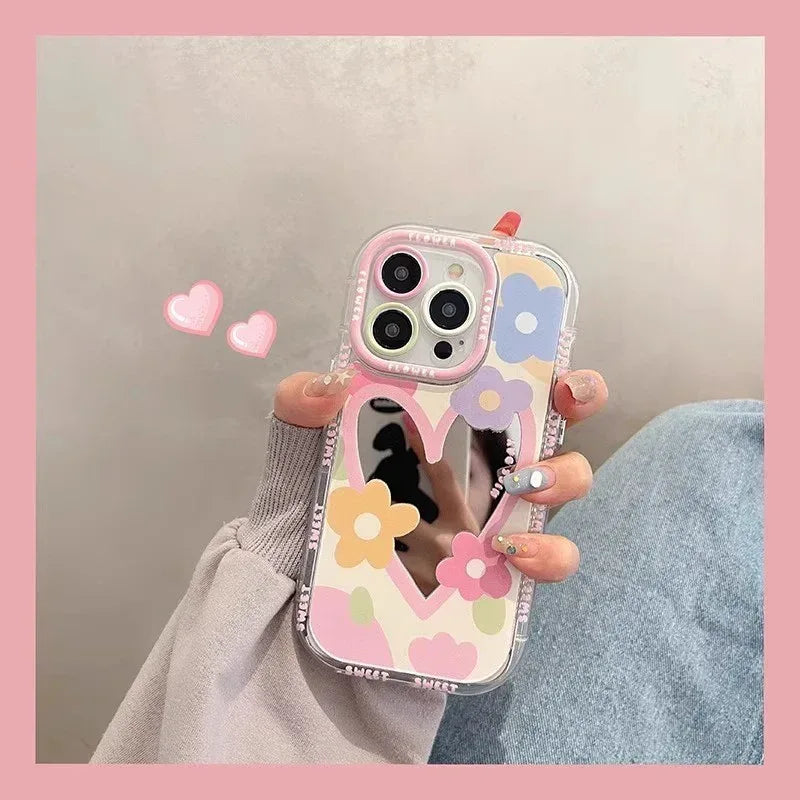 mirror-oil-painting-flower-cartoon-iphone-cover - Viexta