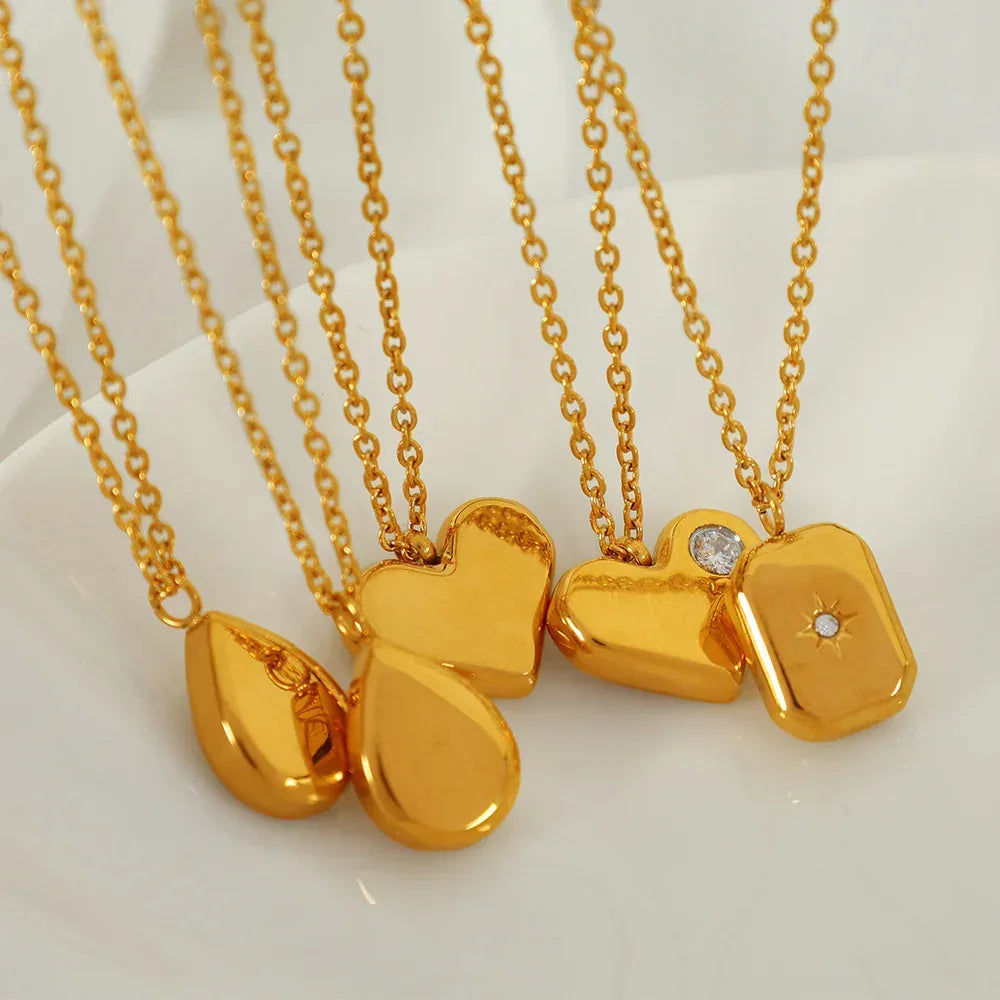 Square Water Drop Eight Awn Star Necklace - Viexta