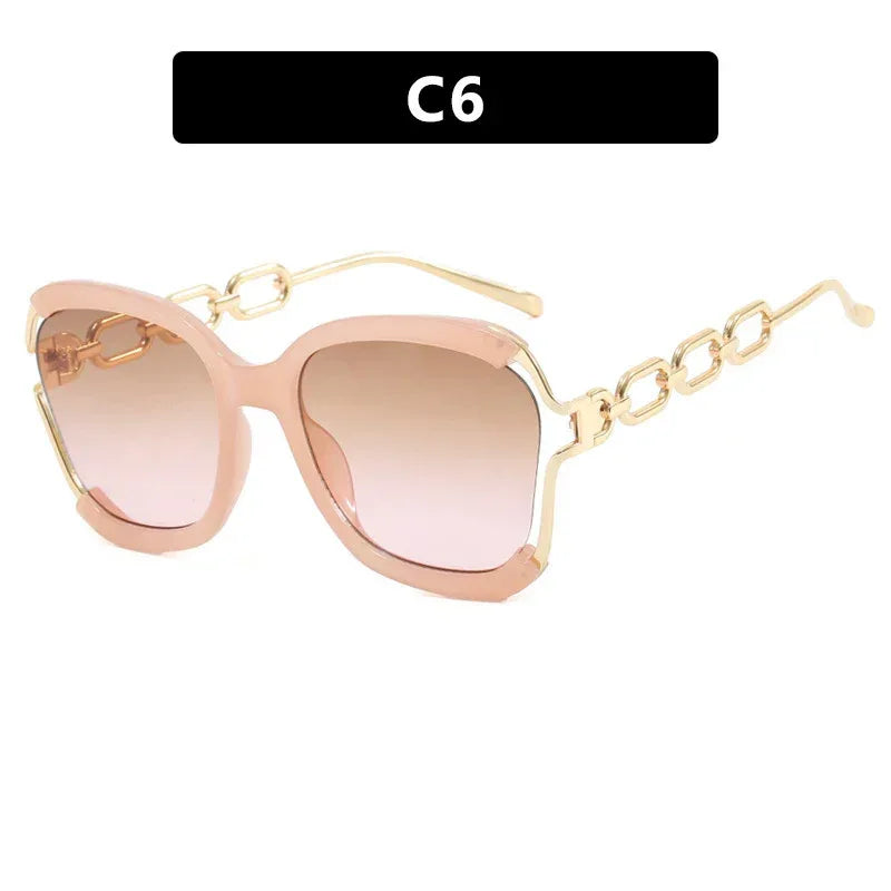 Big Square Rim Chain Sunglasses - Viexta