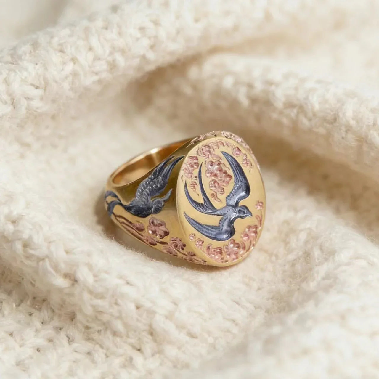 Exaggerated Retro Floral Ring