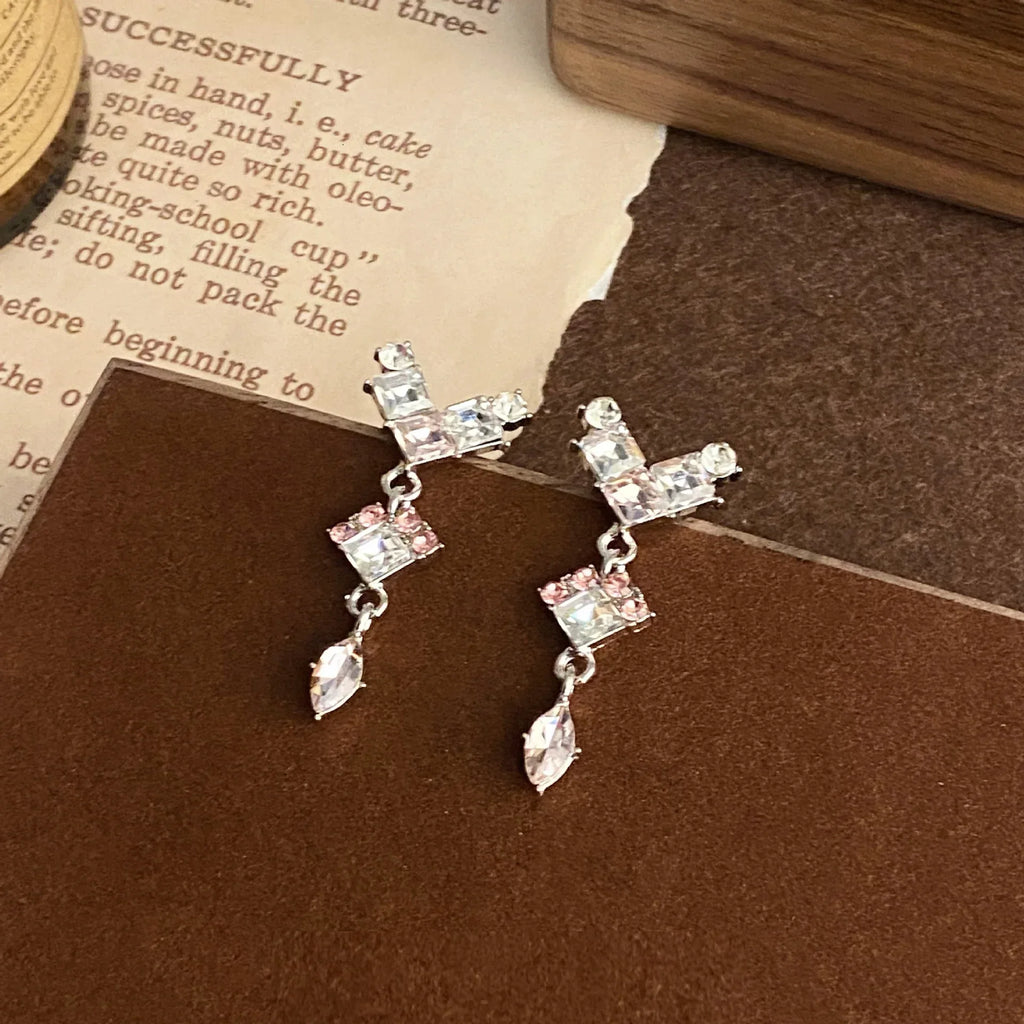 Retro New Geometric Zircon Earrings - Viexta