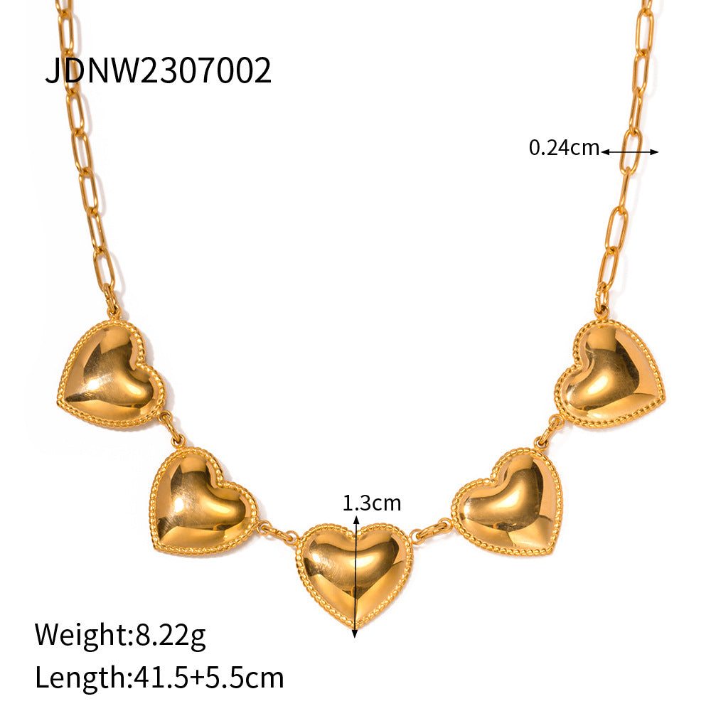 18K Gold Plated Peach Heart-shaped Neckwear