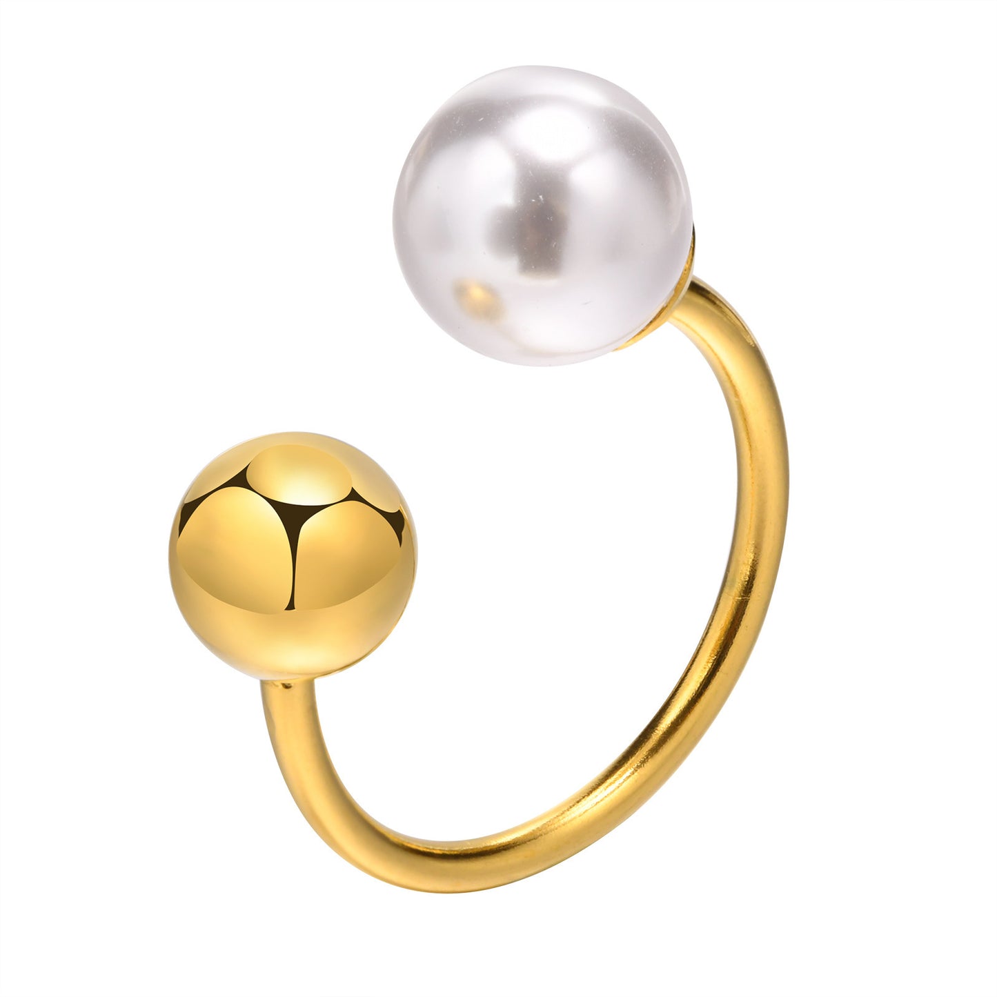 Pearl Stainless Steel Adjustable Ring