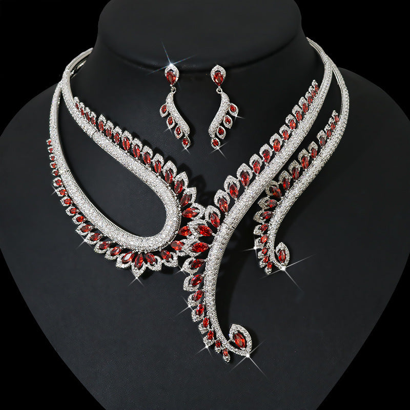 ins-wind-zircon-necklace-earring-set