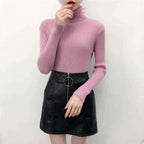 Women's Solid Color Turtleneck Sweater - Viexta