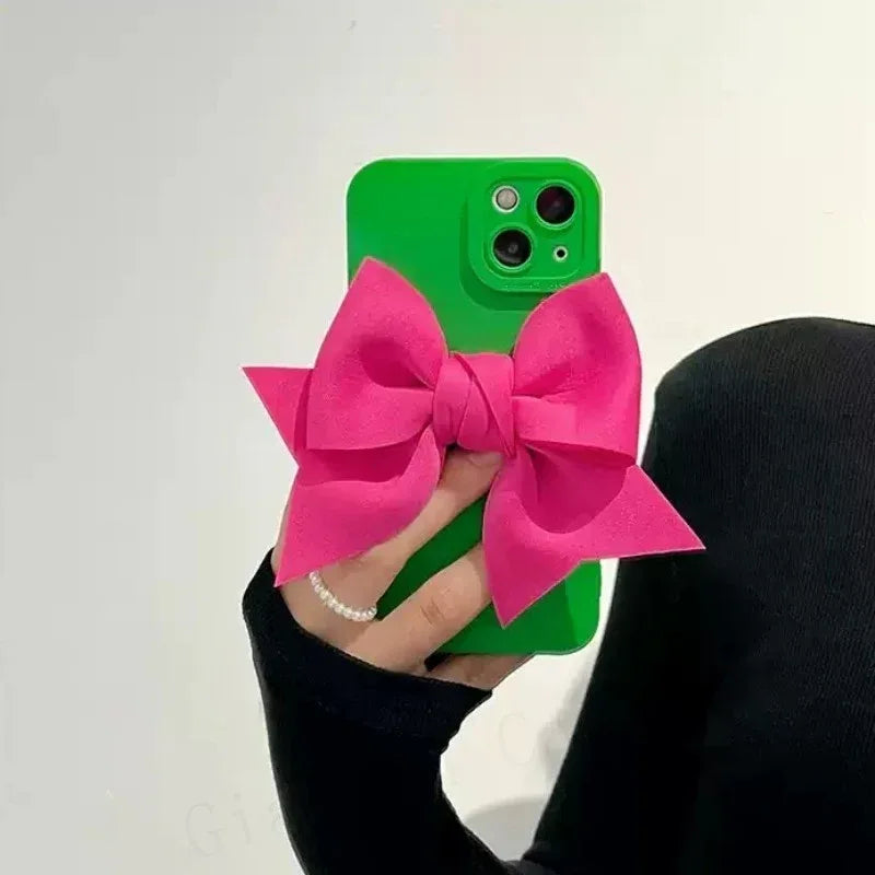 Hot Girl Contrast Color Bow Silicon Soft iPhone Case - Viexta