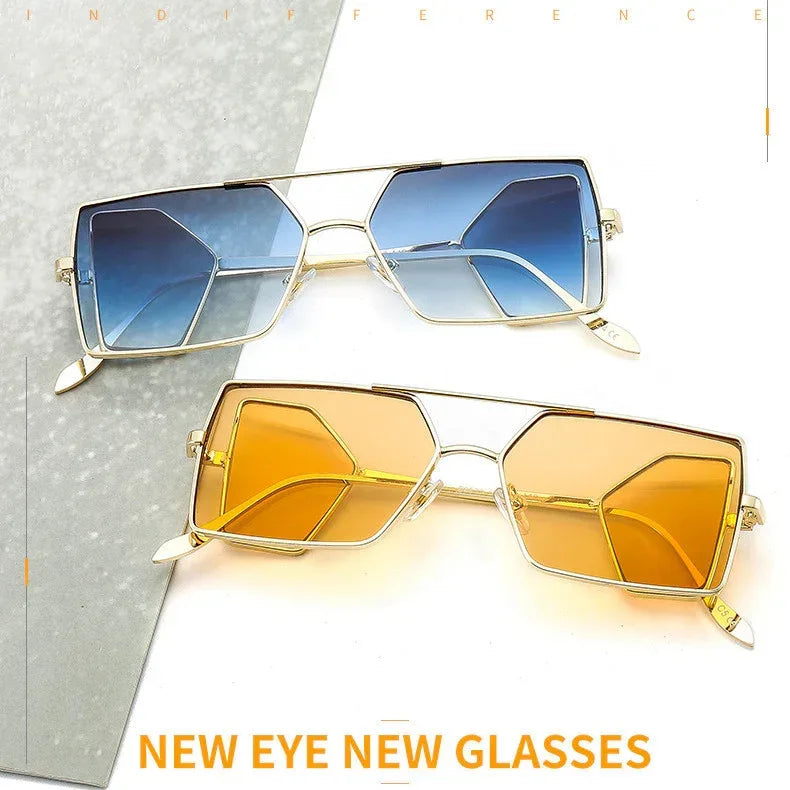 Metal Side Lens Square Sunglasses - Viexta
