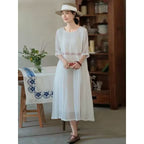 Loose Embroidery Ramie Swing Dress