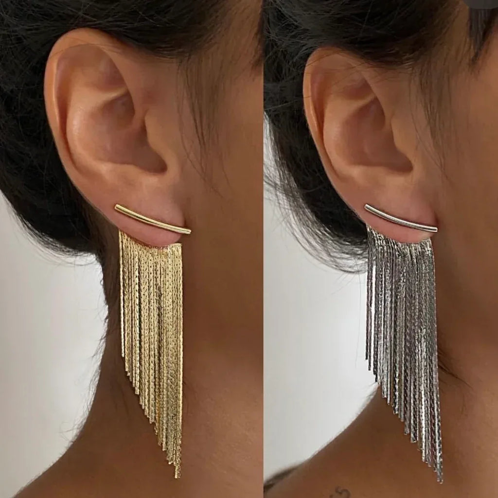 gold-tassel-long-earrings - Viexta