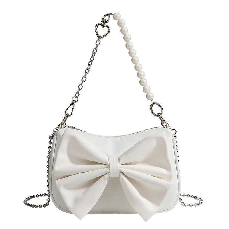 Black White PU Bow Handbags