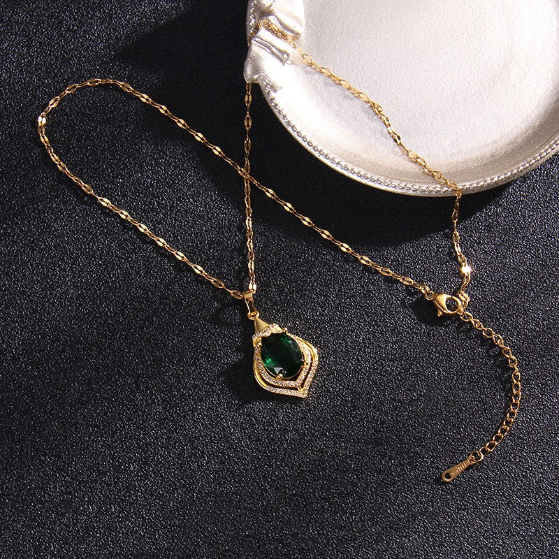 Titanium Steel Emerald Necklace