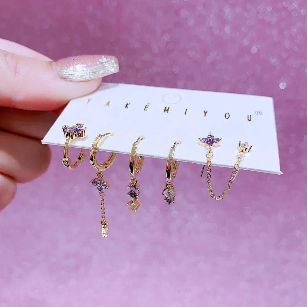 6piece Zirconium Ring Earring Set - Viexta