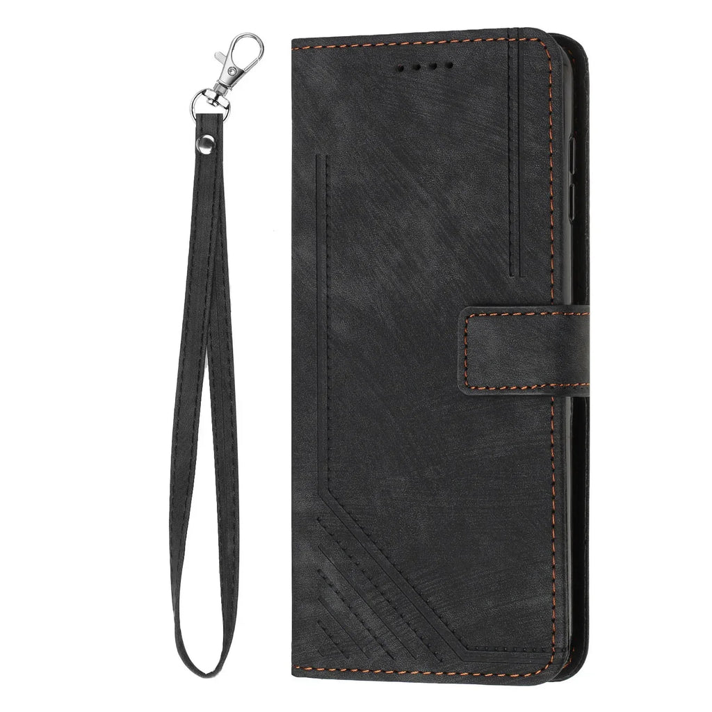 Leather Case Skin Frosted Striped Card Wallet iPhone case - Viexta