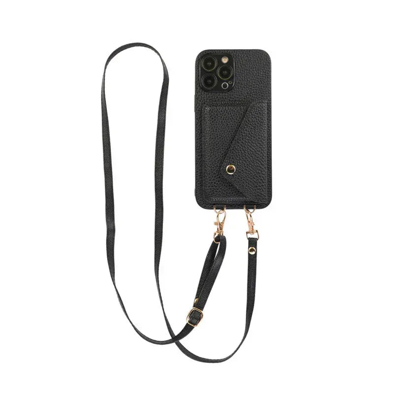 Solid Color Litchi Coin Purse iPhone Case - Viexta