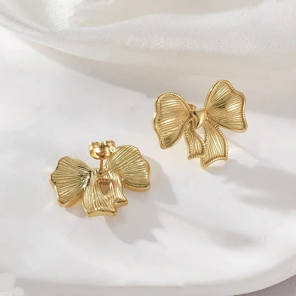 Titanium Steel Bow Earrings - Viexta