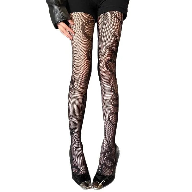 Versatile Black Leggings Mesh Tights