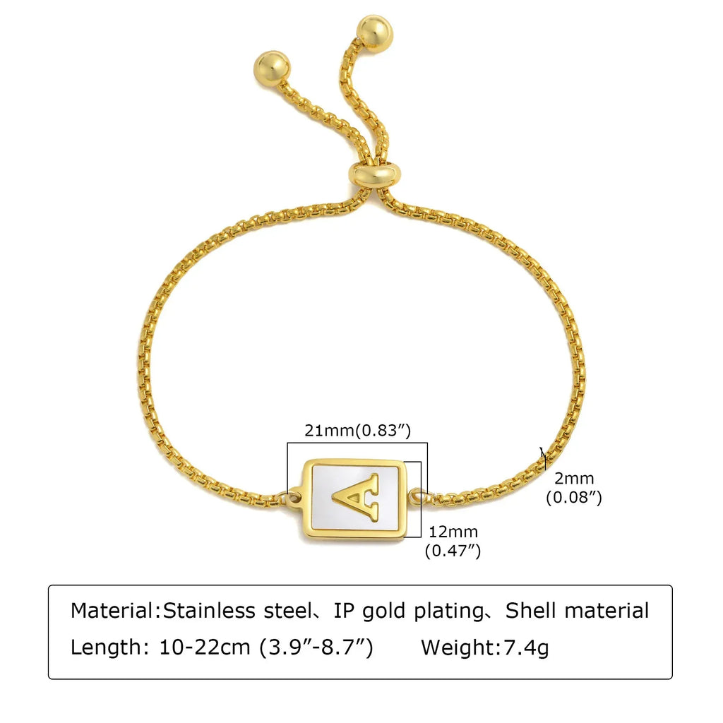 stainless-steel-english-letter-square-gold-bracelet - Viexta